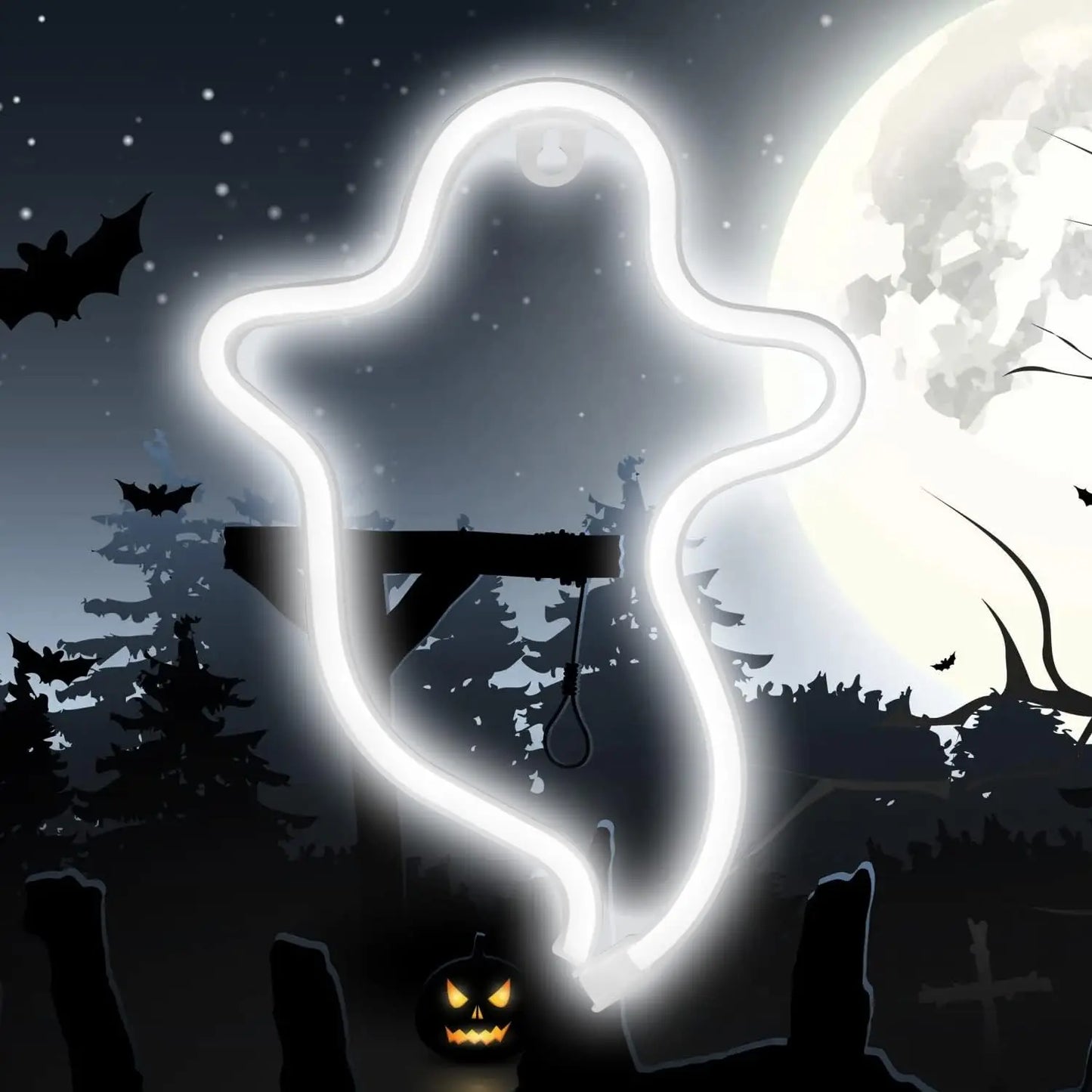Halloween Néon LED – Déco Murale & Lumière d’Ambiance, USB ou Piles