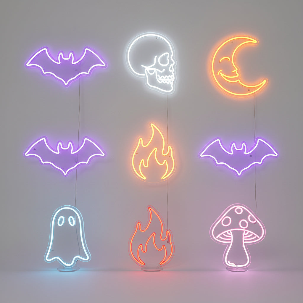 Halloween Néon LED – Déco Murale & Lumière d’Ambiance, USB ou Piles