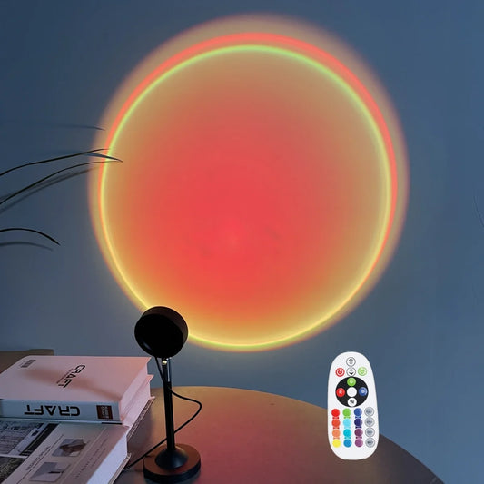 Lampe Sunset LED – Effet Coucher de Soleil, 16 Couleurs