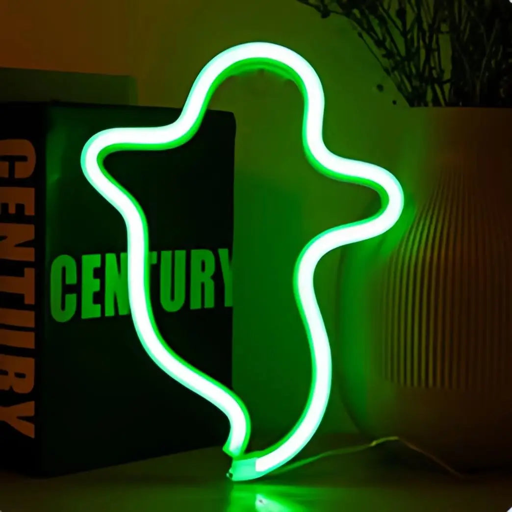 Halloween Néon LED – Déco Murale & Lumière d’Ambiance, USB ou Piles