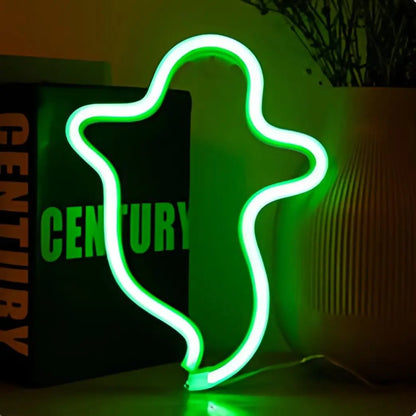 Halloween Néon LED – Déco Murale & Lumière d’Ambiance, USB ou Piles