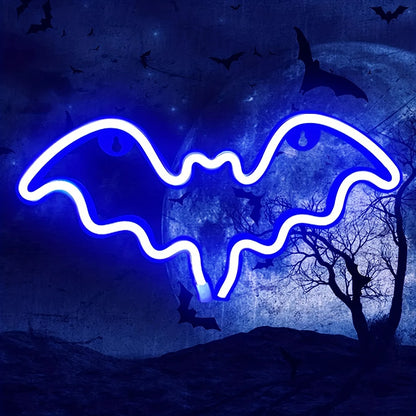 Halloween Néon LED – Déco Murale & Lumière d’Ambiance, USB ou Piles