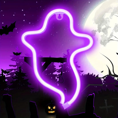 Halloween Néon LED – Déco Murale & Lumière d’Ambiance, USB ou Piles