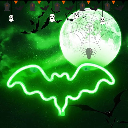 Halloween Néon LED – Déco Murale & Lumière d’Ambiance, USB ou Piles